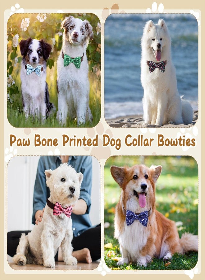Cosblank 60 Pcs Paw Bone Print Dog Collar Bow Ties Bulk Dog Grooming Supplies Bowtie Accessories Puppy Bows Detachable Collar Charms for Small Medium Large Cat Pet Costume - Image 2